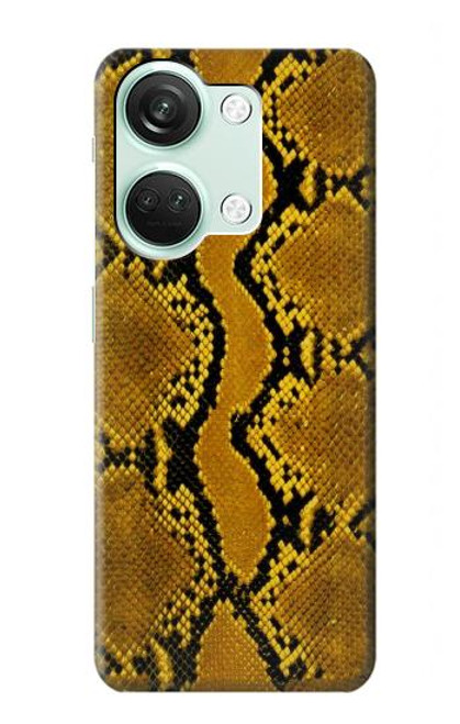 W3365 Yellow Python Skin Graphic Print Hard Case and Leather Flip Case For OnePlus Nord 3