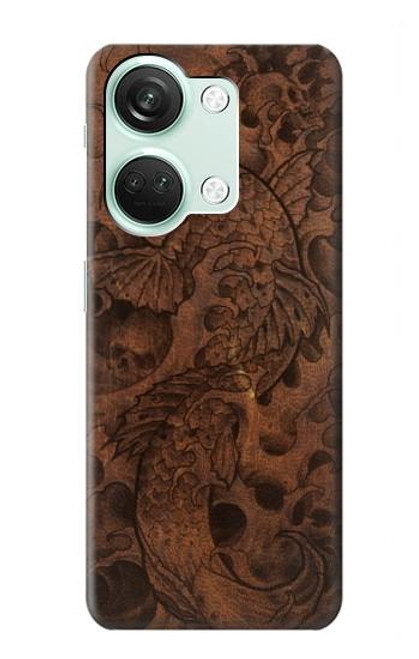 W3405 Fish Tattoo Leather Graphic Print Hard Case and Leather Flip Case For OnePlus Nord 3