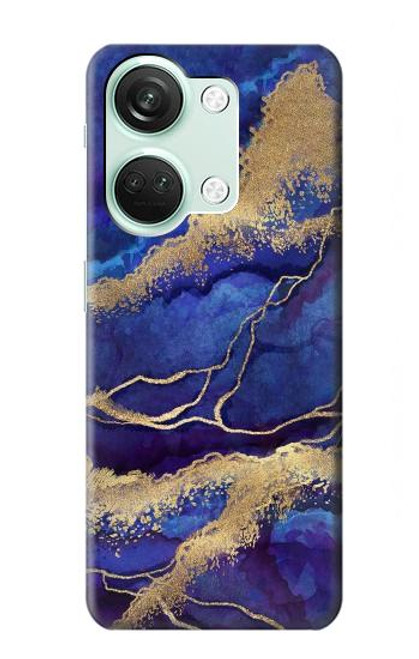 W3906 Navy Blue Purple Marble Hard Case and Leather Flip Case For OnePlus Nord 3