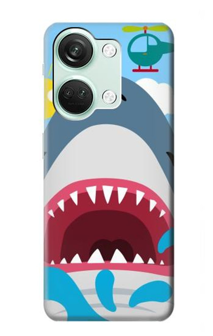 W3947 Shark Helicopter Cartoon Hard Case and Leather Flip Case For OnePlus Nord 3