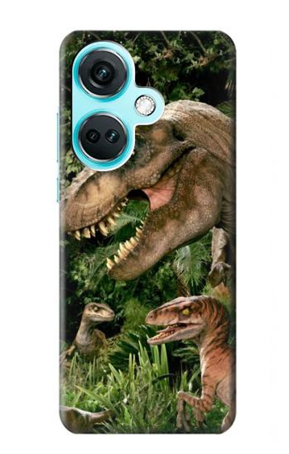 W1452 Trex Raptor Dinosaur Hard Case and Leather Flip Case For OnePlus Nord CE3