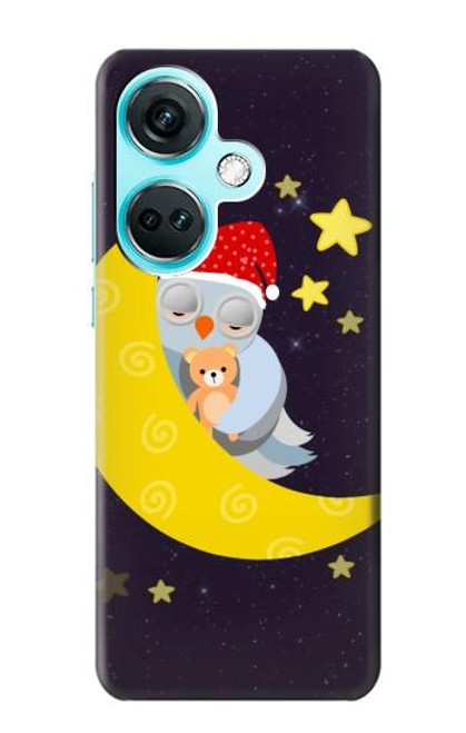 W2849 Cute Sleepy Owl Moon Night Hard Case and Leather Flip Case For OnePlus Nord CE3