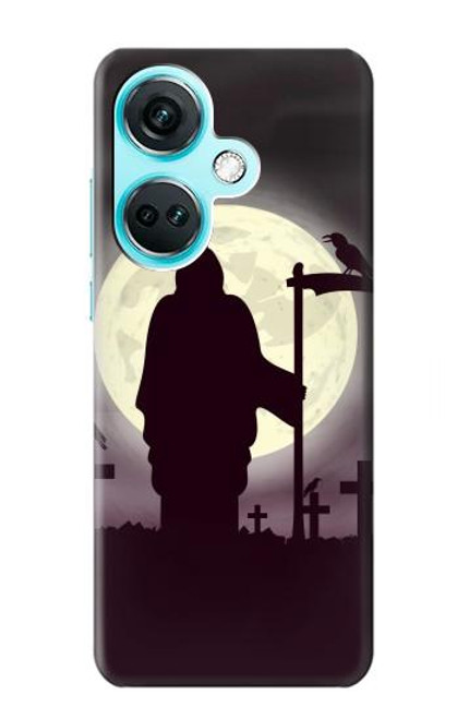 W3262 Grim Reaper Night Moon Cemetery Hard Case and Leather Flip Case For OnePlus Nord CE3