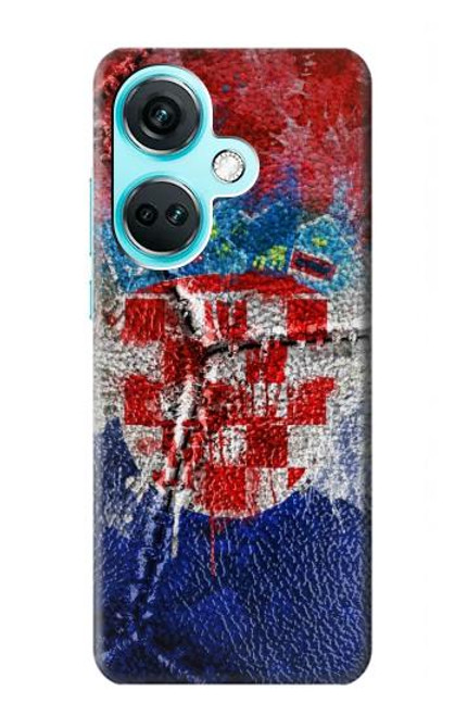 W3313 Croatia Flag Vintage Football Graphic Hard Case and Leather Flip Case For OnePlus Nord CE3