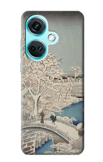 W3350 Utagawa Hiroshige Drum Bridge Yuhi Hill in Meguro Hard Case and Leather Flip Case For OnePlus Nord CE3