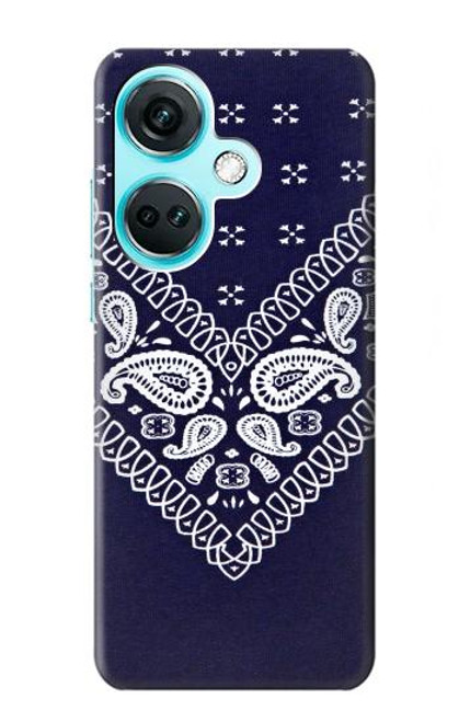 W3357 Navy Blue Bandana Pattern Hard Case and Leather Flip Case For OnePlus Nord CE3