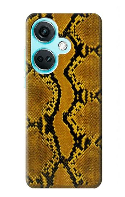 W3365 Yellow Python Skin Graphic Print Hard Case and Leather Flip Case For OnePlus Nord CE3