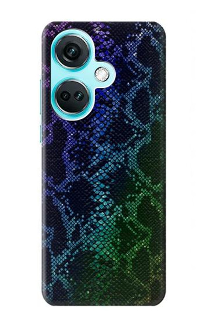 W3366 Rainbow Python Skin Graphic Print Hard Case and Leather Flip Case For OnePlus Nord CE3