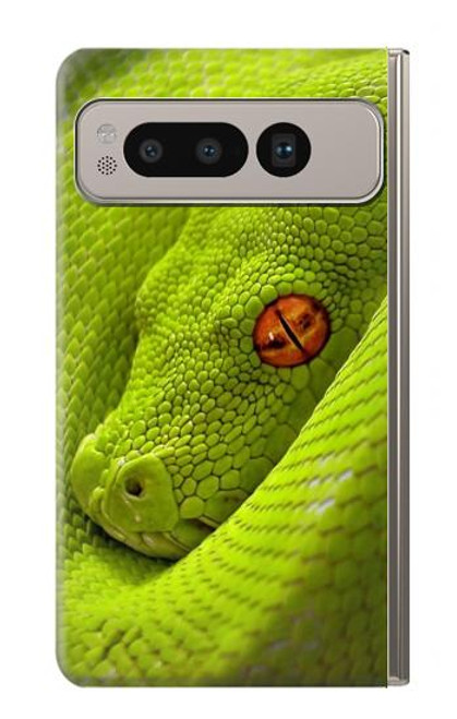 W0785 Green Snake Hard Case and Leather Flip Case For Google Pixel Fold