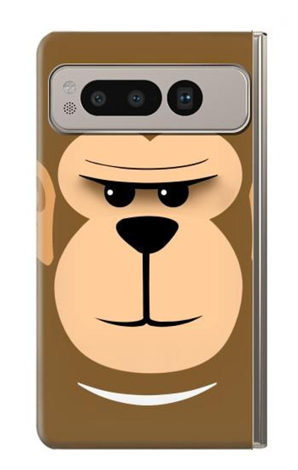 W2721 Cute Grumpy Monkey Cartoon Hard Case and Leather Flip Case For Google Pixel Fold