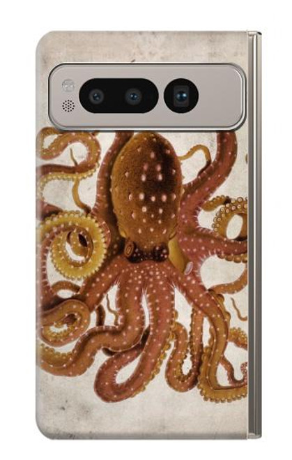 W2801 Vintage Octopus Hard Case and Leather Flip Case For Google Pixel Fold