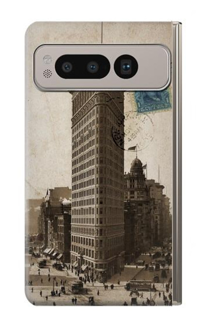 W2832 New York 1903 Flatiron Building Postcard Hard Case and Leather Flip Case For Google Pixel Fold