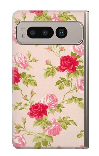 W3037 Pretty Rose Cottage Flora Hard Case and Leather Flip Case For Google Pixel Fold