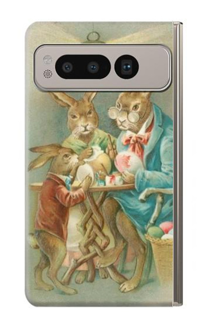 W3164 Easter Rabbit Family Hard Case and Leather Flip Case For Google Pixel Fold