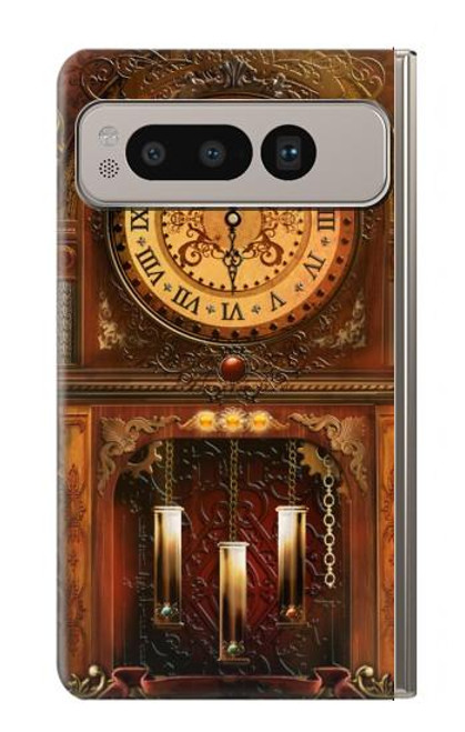 W3174 Grandfather Clock Hard Case and Leather Flip Case For Google Pixel Fold