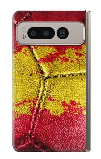 W3315 Spain Flag Vintage Football Graphic Hard Case and Leather Flip Case For Google Pixel Fold