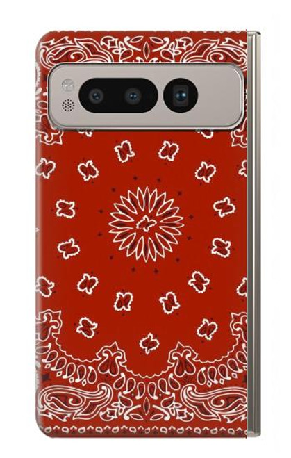 W3355 Bandana Red Pattern Hard Case and Leather Flip Case For Google Pixel Fold