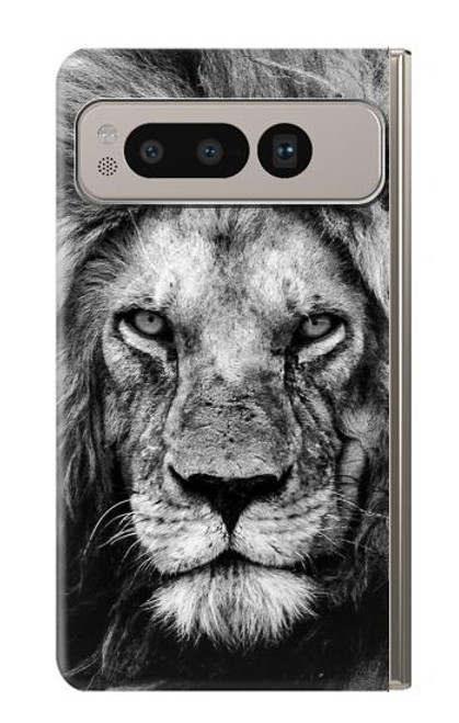 W3372 Lion Face Hard Case and Leather Flip Case For Google Pixel Fold