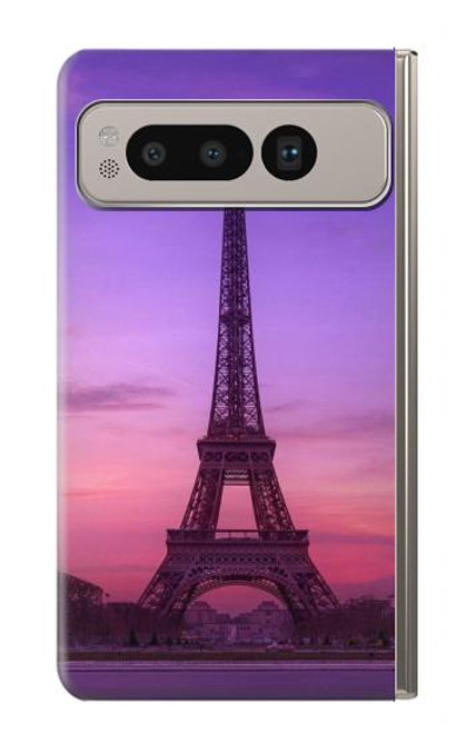 W3447 Eiffel Paris Sunset Hard Case and Leather Flip Case For Google Pixel Fold