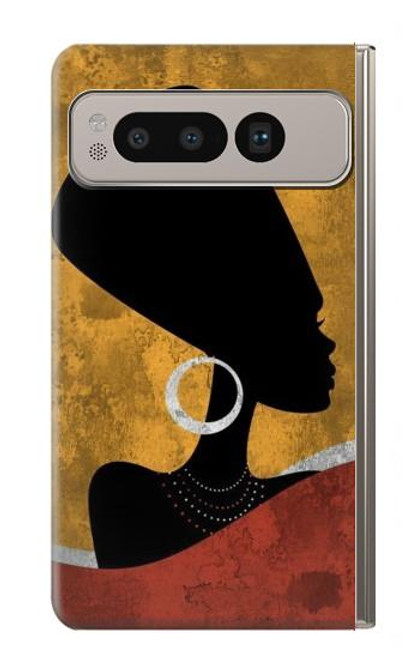 W3453 African Queen Nefertiti Silhouette Hard Case and Leather Flip Case For Google Pixel Fold