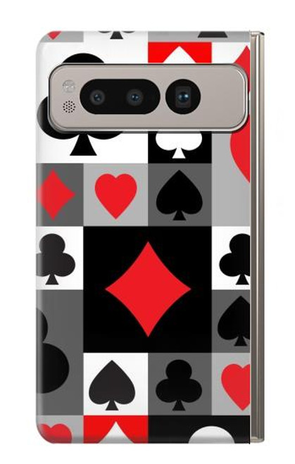 W3463 Poker Card Suit Hard Case and Leather Flip Case For Google Pixel Fold