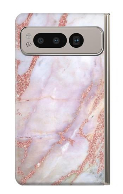 W3482 Soft Pink Marble Graphic Print Hard Case and Leather Flip Case For Google Pixel Fold