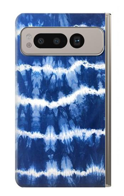 W3671 Blue Tie Dye Hard Case and Leather Flip Case For Google Pixel Fold