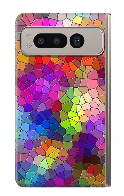 W3677 Colorful Brick Mosaics Hard Case and Leather Flip Case For Google Pixel Fold