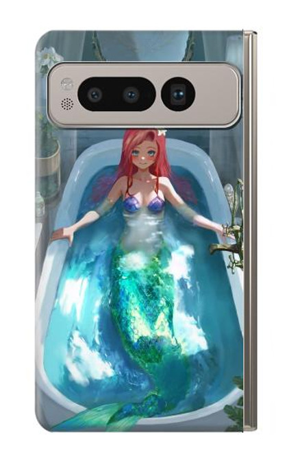 W3911 Cute Little Mermaid Aqua Spa Hard Case and Leather Flip Case For Google Pixel Fold