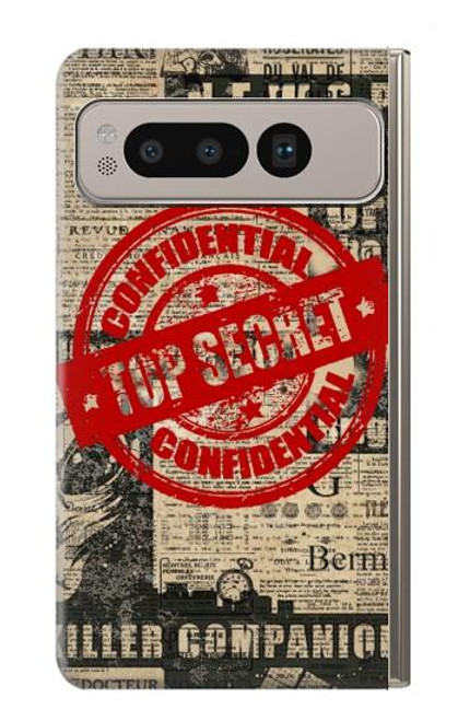 W3937 Text Top Secret Art Vintage Hard Case and Leather Flip Case For Google Pixel Fold