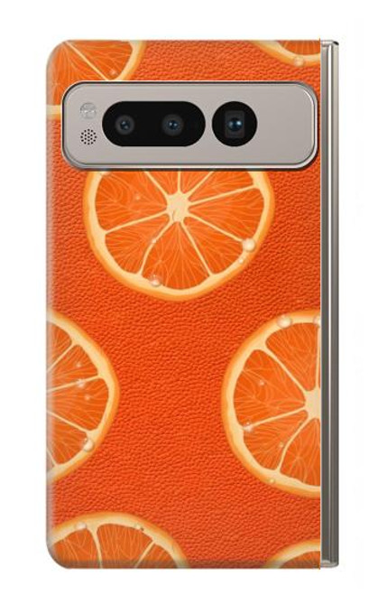 W3946 Seamless Orange Pattern Hard Case and Leather Flip Case For Google Pixel Fold