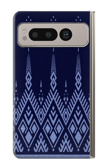 W3950 Textile Thai Blue Pattern Hard Case and Leather Flip Case For Google Pixel Fold