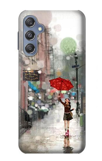 W0108 Girl in The Rain Hard Case and Leather Flip Case For Samsung Galaxy M34 5G