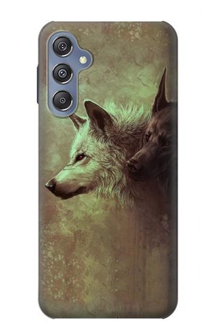 W0931 White Black Wolf Hard Case and Leather Flip Case For Samsung Galaxy M34 5G