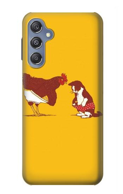 W1093 Rooster and Cat Joke Hard Case and Leather Flip Case For Samsung Galaxy M34 5G