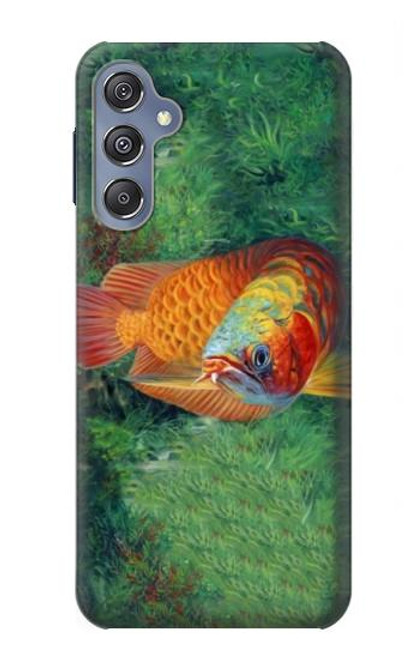 W1157 Red Arowana Fish Hard Case and Leather Flip Case For Samsung Galaxy M34 5G