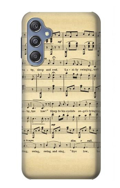 W2504 Vintage Music Sheet Hard Case and Leather Flip Case For Samsung Galaxy M34 5G