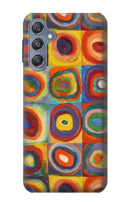 W3409 Squares Concentric Circles Hard Case and Leather Flip Case For Samsung Galaxy M34 5G