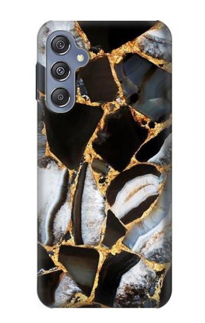 W3419 Gold Marble Graphic Print Hard Case and Leather Flip Case For Samsung Galaxy M34 5G