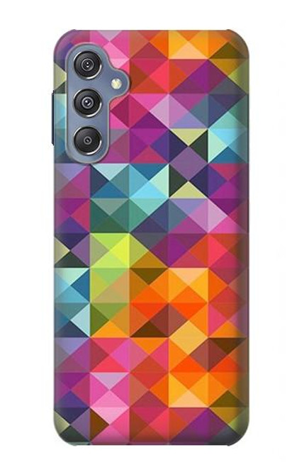 W3477 Abstract Diamond Pattern Hard Case and Leather Flip Case For Samsung Galaxy M34 5G