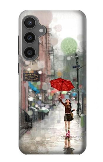 W0108 Girl in The Rain Hard Case and Leather Flip Case For Samsung Galaxy S23 FE