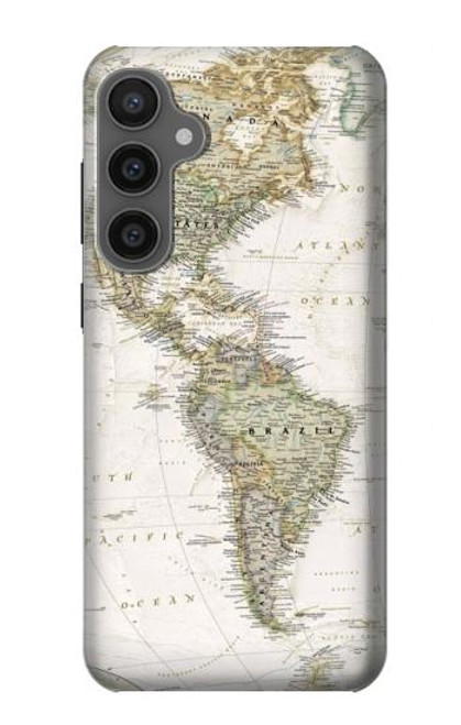 W0604 World Map Hard Case and Leather Flip Case For Samsung Galaxy S23 FE