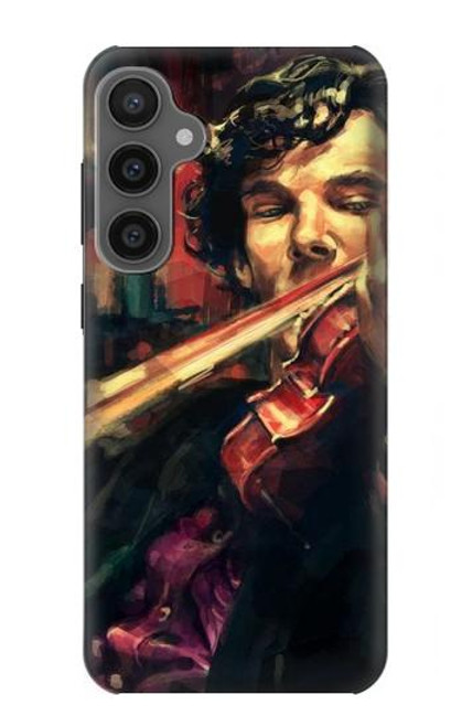 W0723 Violin Art Paint Hard Case and Leather Flip Case For Samsung Galaxy S23 FE