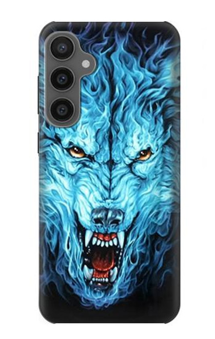 W0752 Blue Fire Grim Wolf Hard Case and Leather Flip Case For Samsung Galaxy S23 FE