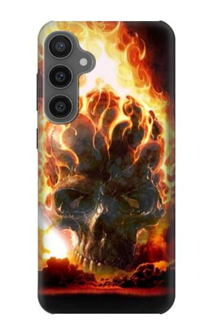 W0863 Hell Fire Skull Hard Case and Leather Flip Case For Samsung Galaxy S23 FE