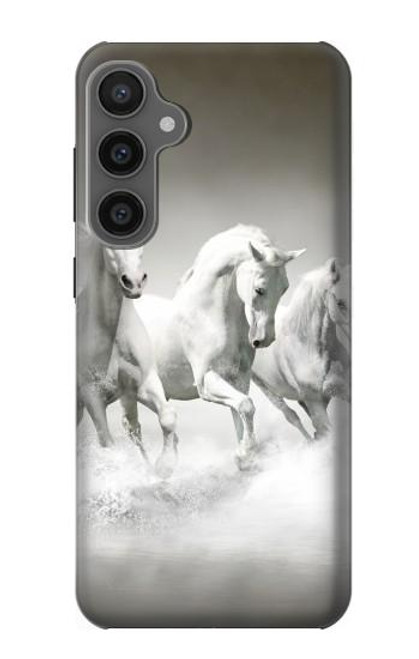 W0933 White Horses Hard Case and Leather Flip Case For Samsung Galaxy S23 FE