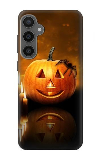 W1083 Pumpkin Spider Candles Halloween Hard Case and Leather Flip Case For Samsung Galaxy S23 FE