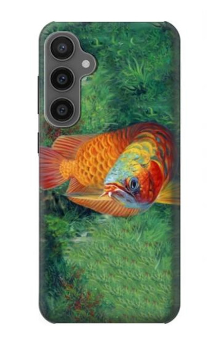 W1157 Red Arowana Fish Hard Case and Leather Flip Case For Samsung Galaxy S23 FE