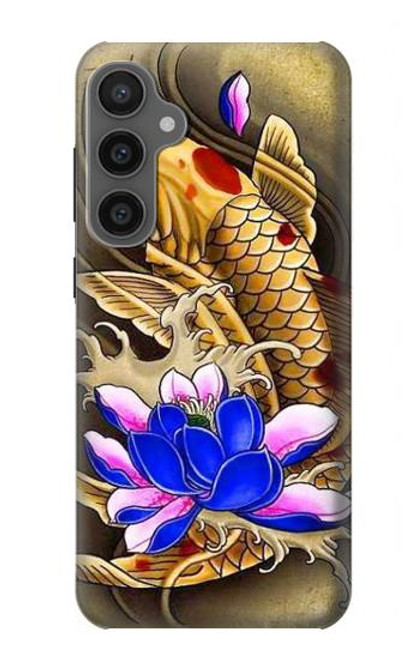 W1604 Carp Koi Fish Japanese Tattoo Hard Case and Leather Flip Case For Samsung Galaxy S23 FE