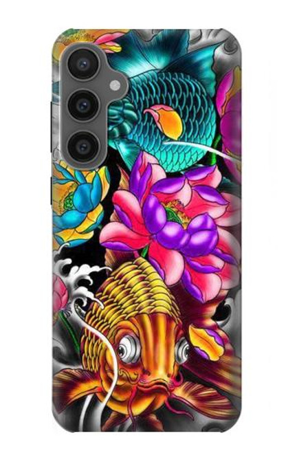 W1630 Fish Japanese Oriental Tattoo Hard Case and Leather Flip Case For Samsung Galaxy S23 FE